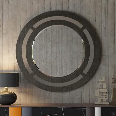 Miroir rond avec cadre en verre bronze Jolan