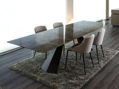 Table extensible en céramique Shore Outlet avec rallonges assorties ouvertes