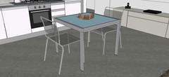 Studio de création 3D - détail de la table et des chaises