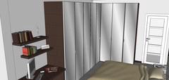 Design de chambre en 3D - détail de l'armoire d'angle