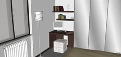 Design de chambre en 3D - détail du coin perta pc