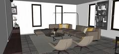 3D Design Living Room/Living Room - vue sur le canapé