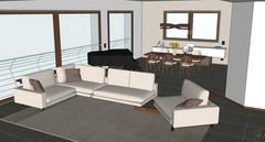 3D Design Living Room/Living Room - vue sur le canapé