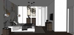  Design de chambre en 3D - lit et vue sur la semaine