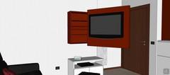 3D Design Living Room/Living Room - détail de la porte ouverte de la télévision