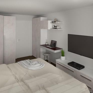 Projet pour chambre avec coin bureau - crépi