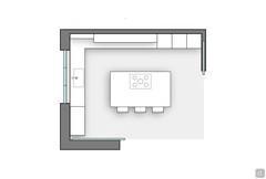 Planimétrie de la surface de la cuisine d'environ 30 m².