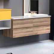 Armoire de toilette murale Atlantic avec plan vasque et meuble bas latéral avec 2 tiroirs