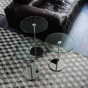 Table basse Gliss avec plateau en verre cristal transparent, vue de haut