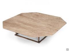 Table basse octogonale Octagon avec plateau en marbre Daim Royal