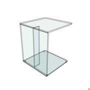 Table basse en verre multiple avec bande centrale de 8 cm d'épaisseur en couleur assortie