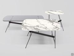 Gamme complète table basse Slot de Bonaldo, style moderne et fascinant, parfait pour un salon aux lignes contemporaines