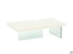 Table basse rectangulaire en laqué mat avec pieds perpendiculaires