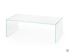 Table basse pont rectangulaire en verre transparent extra-clair