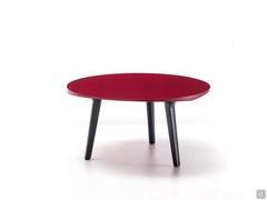 Leander Table basse avec plateau rond en bois laqué rouge bulgare