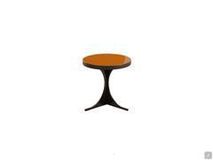 Duetto - Table d'appoint en verre laqué orange et pied bronzé