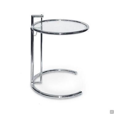 Table basse Eileen Gray avec structure en tubes d'acier chromé