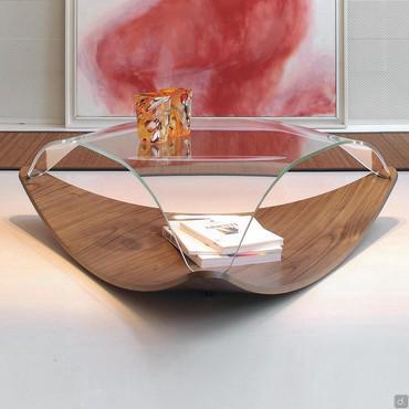 Table basse triangulaire avec plateau en verre Quiet