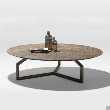 Table basse ronde Ginger avec plateau en marbre, disponible en deux dimensions