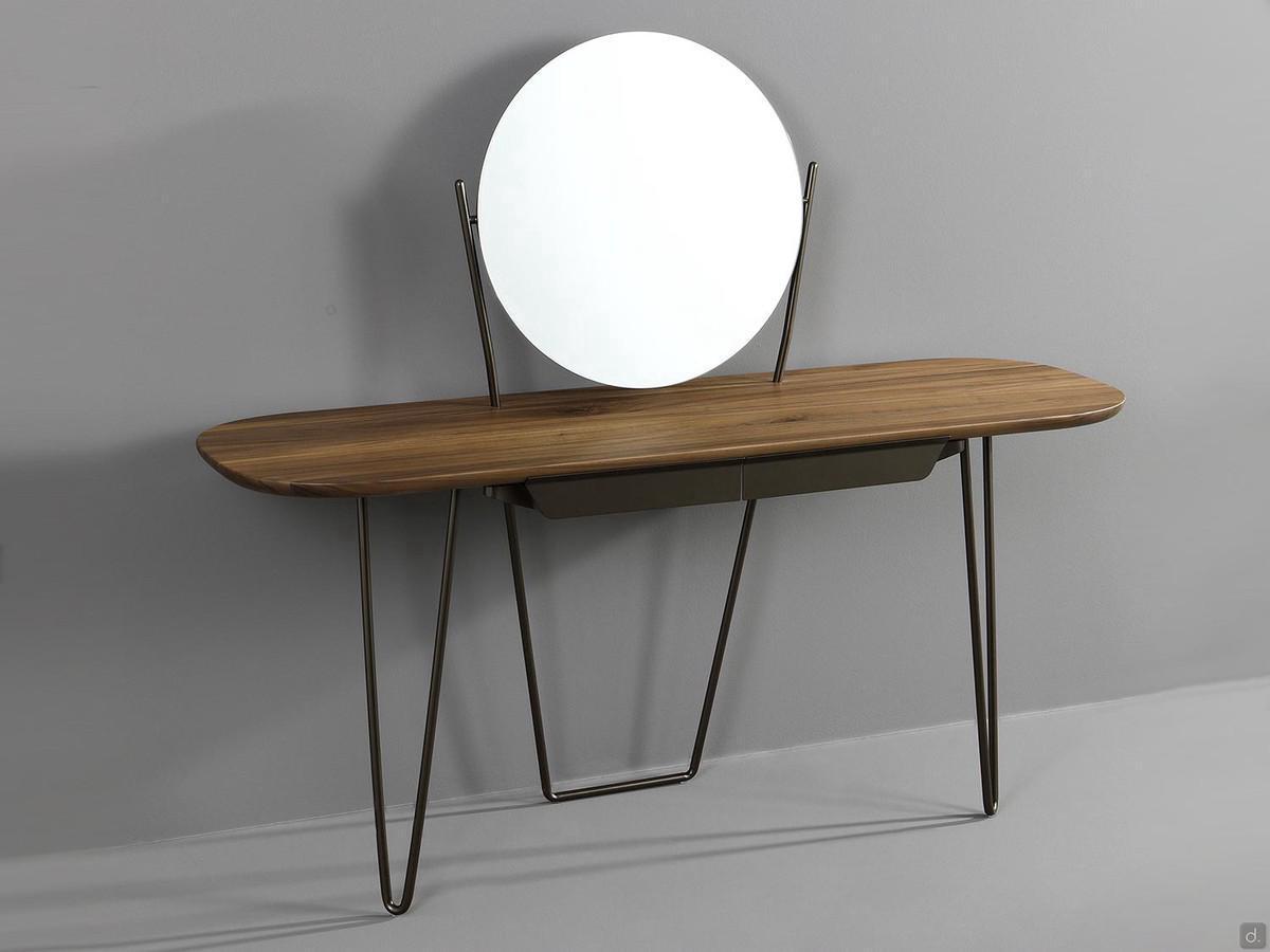  console moderne en bois avec miroir orientable Coseno di Bonaldo, idéale dans une entrée ou comme coiffeuse