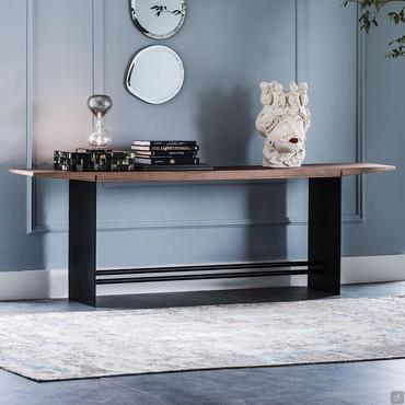 Console minimale en noyer Canaletto Trevi de Cattelan également disponible avec un plateau en chêne brûlé