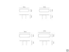 Flame Table console avec piètement en métal design - schéma dimensionnel