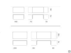 Dimensions de la table Gualtiero pour les modèles 180 et 220 cm