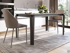 Table de cuisine moderne extensible Tom - plateau en stratifié ciment anthracite