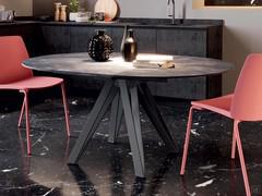 Station - Table extensible avec rallonge papillon et plateau rond gain de place