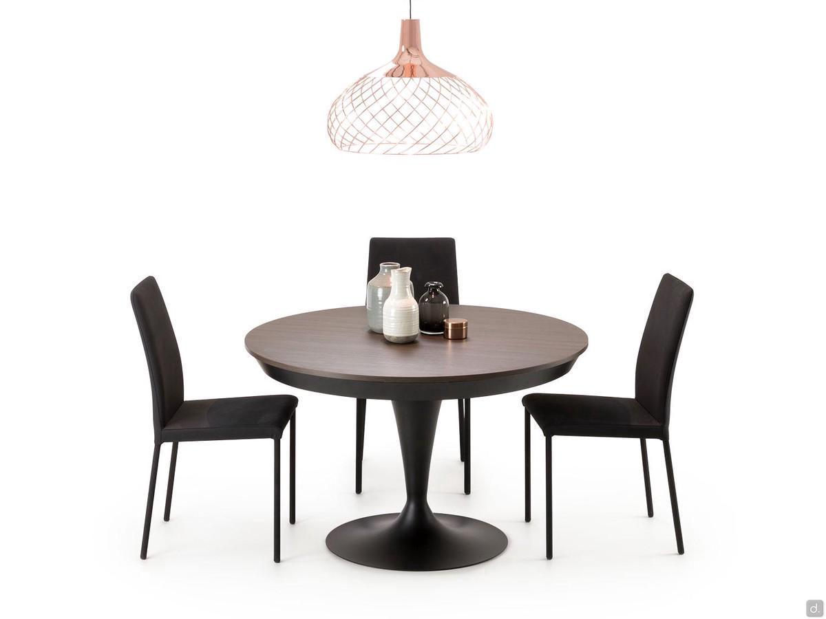 Table ronde extensible Elio avec pied tulipe, 120 cm de diamètre pour 6 personnes