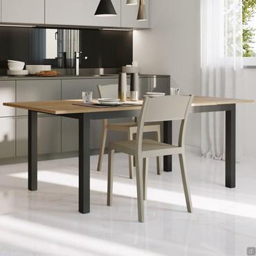 Table bois et noir extensible de cuisine Elton