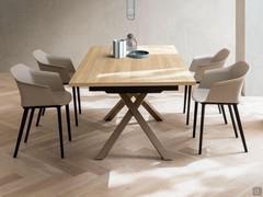 Table rectangulaire fixe Ludwig avec plateau en placage bois HPL