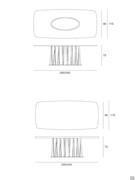 Scéma de la table avec base métalique perforée Globo avec plateau de table en forme de tonneau