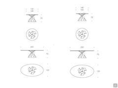 Schémas et Dimensions de la table Eliseo dans les versions rondes et elliptiques