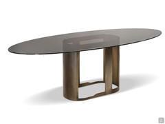 Table ovale en verre design avec pied en métal Oasi de Cantori