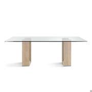 Table en marbre et plateau en cristal Diapason - modèle avec plateau rectangulaire vu de profil