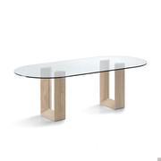 Table en marbre et plateau en cristal Diapason - modèle avec plateau ovale