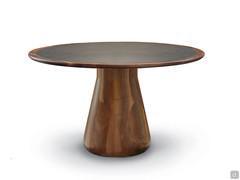 Miyagi Table ronde en noyer naturel avec plateau en simili-cuir en option