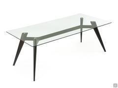 Table Benjamin avec plateau en verre et structure en bois massif