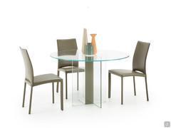 Table ronde toute en verre transparent Erin