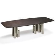 Pieds de formes originales en métal vernis gaufré titane, graphite ou noir pour la table Skyline de Cattelan