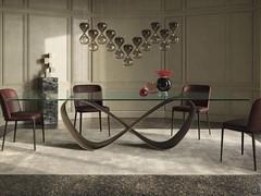 Butterfly Table en verre avec base en acier par Cattelan