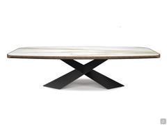 Table Tyron de Cattelan avec plateau en Keramik et bord en métal verni brushed bronze