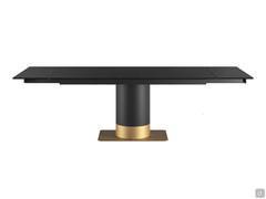 Table extensible Hidalgo avec plateau en verre rétro-laqué noir brillant