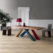 Table avec pied de couleur jaune - bleu - racing green - bordeaux