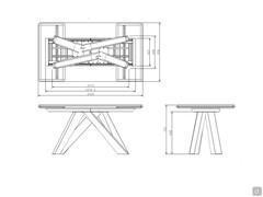 Tavolo Big Table - dimensioni piano e ingombro basamento modello cm 200