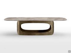 Table moderne Odyseey en version avec plateau céramique mat Silver Root 