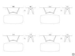 Table Reverse - Schémas et dimensions des modèles rectangulaire en forme de tonneau