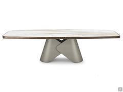 Table avec pied central en acier peint couleur Titane Scott de Cattelan