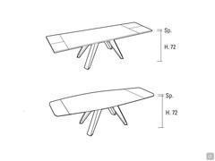 Schéma Jacob - Table à manger extensible rectangulaire à chants droits et tonneau - modèles extensibles